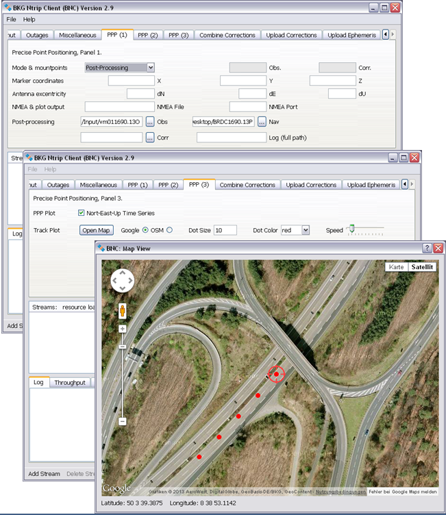 BNC kinematic with Google Maps